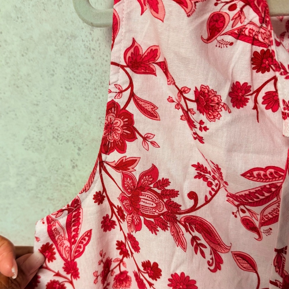 Saks Fifth Avenue Large Womens Floral Print Casual Summer Boho Sleeveless Dress - Picture 3 of 5